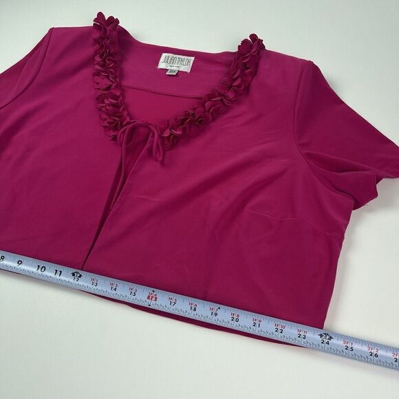 Vintage Julian Taylor Ruffled Shrug Cardigan Top 20W Hot Pink Feminine Open - Picture 6 of 13